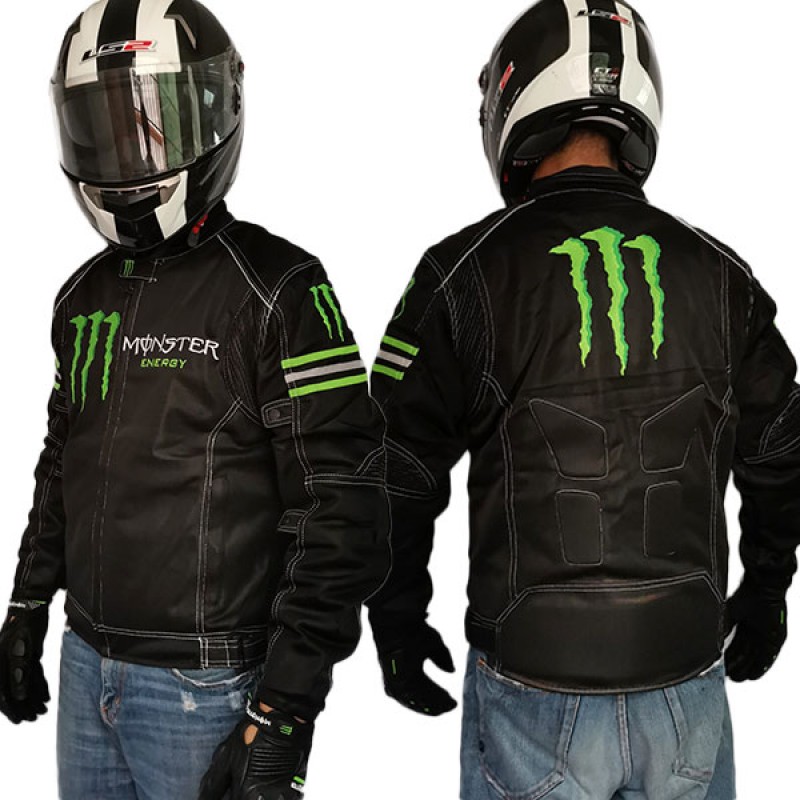 送料無料　Monster Energyバイクウェア バイクジャケット メッシュ ジャケット/ライダース プロテクター装備 夏用　ブラック