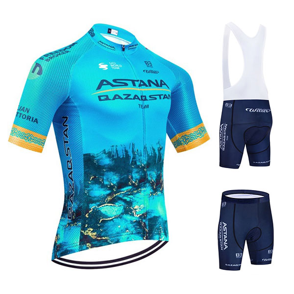 アスタナ・カザフスタン・チーム 夏 半袖 サイクルウェア 自転車ロードジャージ Astana Qazaqstan