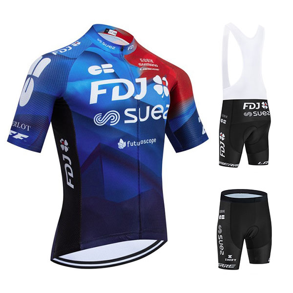 FDJ・スエズ・フチュロスコープ 夏 自転車アパレル 半袖ジャージ ショットパンツ FDJ SUEZ