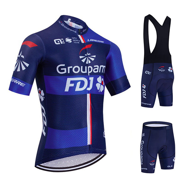 エフデジ グルパマ 夏用半袖サイクリングジャージ 自転車レーパン UCIプロチーム GROUPAMA-FDJ
