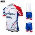 エフデジ グルパマ 夏用半袖サイクリングジャージ 自転車レーパン UCIプロチーム GROUPAMA-FDJ