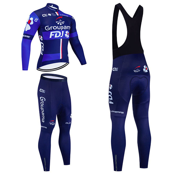 グルパマ・エフデジ 秋冬用半袖サイクリングジャージ ロングパンツ UCIプロチーム GROUPAMA-FDJ