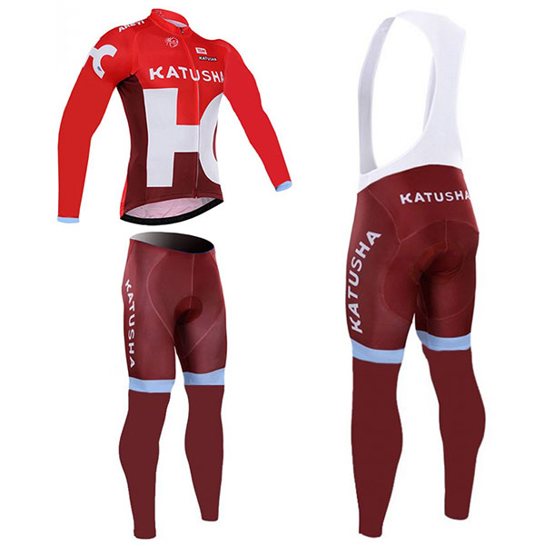 チーム カチューシャ 自転車ロードバイクジャージ 冬用サイクリングウェア team KATUSHA 