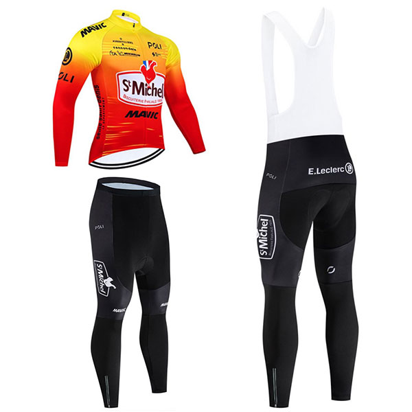 St Michel–Mavic–Auber93 レプリカ長袖サイクルジャージ メッシュ / 裏起毛 2 種 ロードバイクウェア
