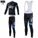 チームスカイ プロサイクリング 長袖 自転車ロードジャージ ツーリングロングパンツ SKY-ProCycling