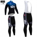 チームスカイ プロサイクリング 長袖 自転車ロードジャージ ツーリングロングパンツ SKY-ProCycling