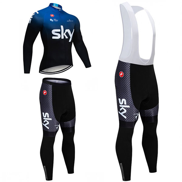 チームスカイ プロサイクリング 長袖 自転車ロードジャージ ツーリングロングパンツ SKY-ProCycling